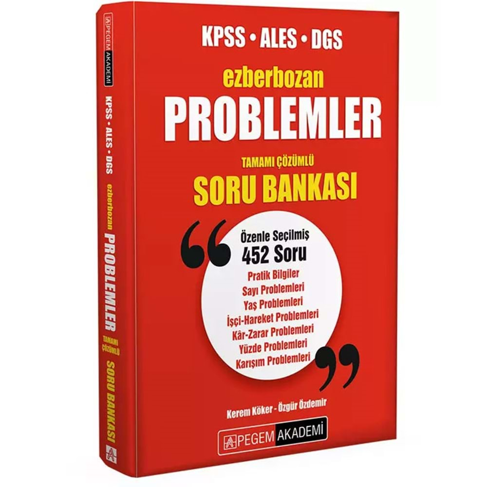 PEGEM KPSS-ALES-DGS PROBLEMLER TAMAMI ÇÖZÜMLÜ SORU BANKASI-2024