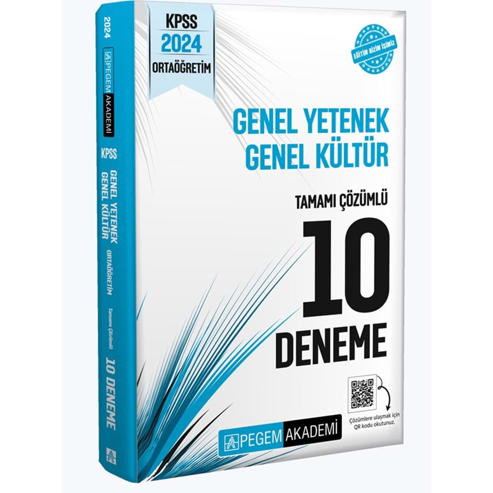 PEGEM KPSS 2024 GENEL YETENEK GENEL KÜLTÜR ORTAÖĞRETİM TAMAMI ÇÖZÜMLÜ 10 DENEME