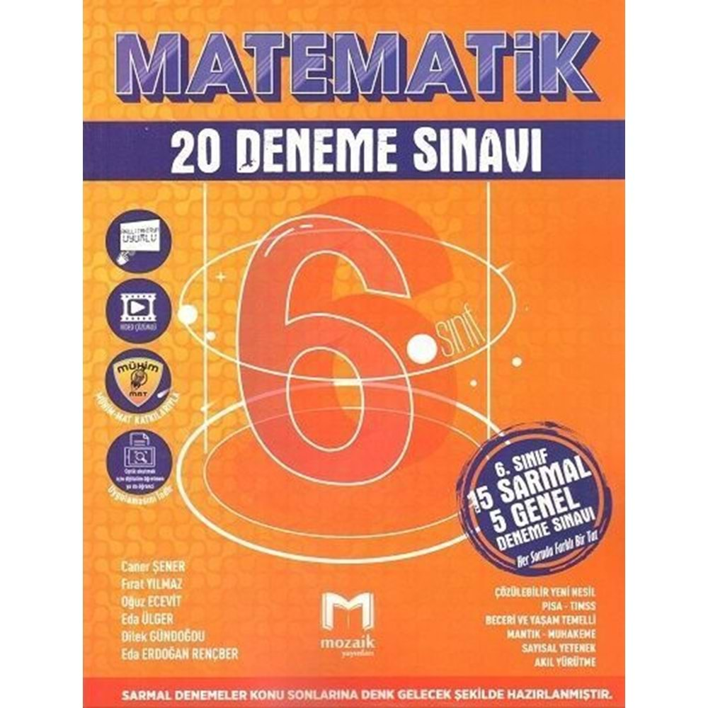 MOZAİK 6.SINIF MATEMATİK 20 DENEME SINAVI-2024