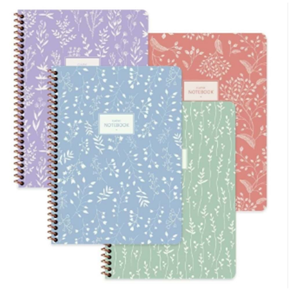 KESKİN COLOR A4 80 YAPRAK ÇİZGİLİ KARTON KAPAK SPİRALLİ PASTEL FLORA DEFTER-384911-99