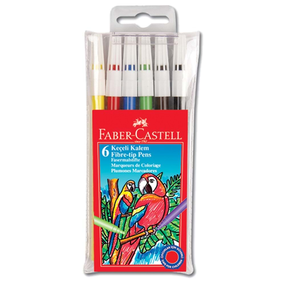 FABER CASTELL KEÇELİ BOYA KALEMİ 6 RENK POŞET