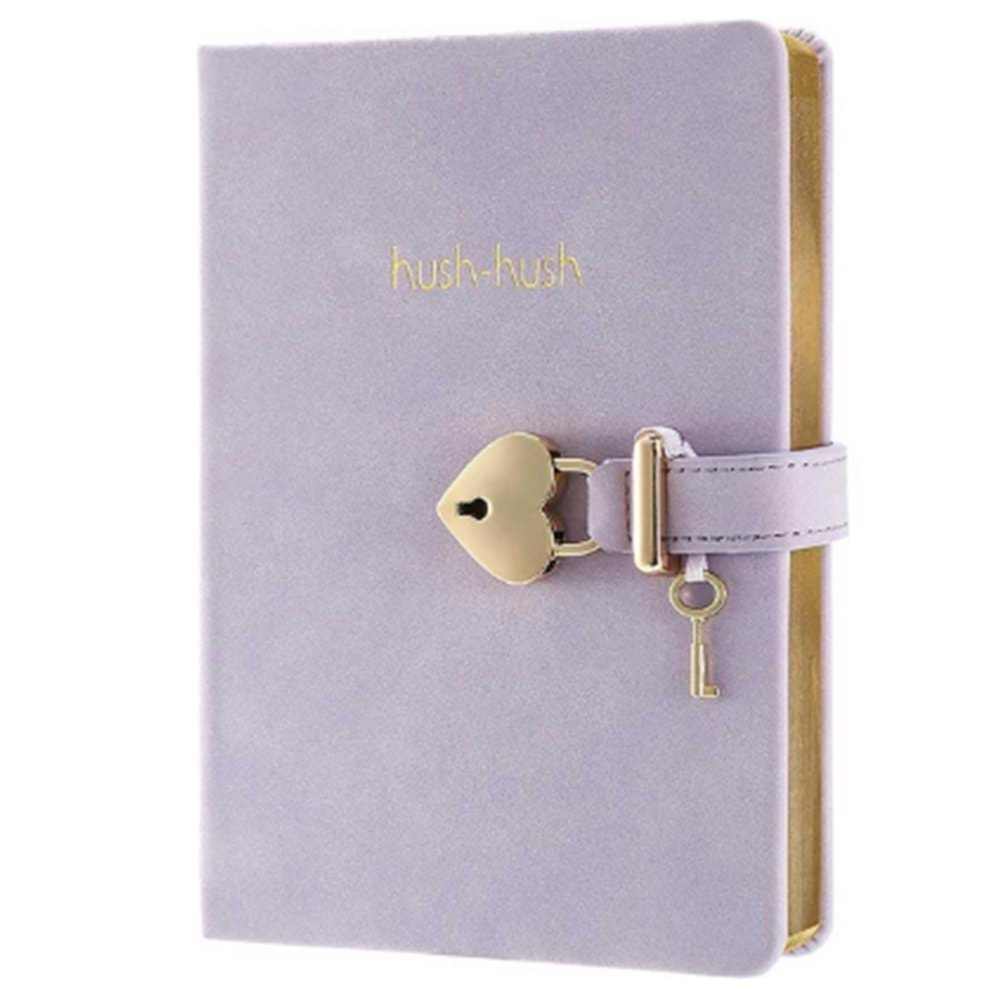 VJ JOURNALS HUSH HUSH HEART LOCK 13*18 CM 80 GR 160 YAPRAK ÇİZGİLİ LİLA KİLİTLİ DEFTER-124-1106