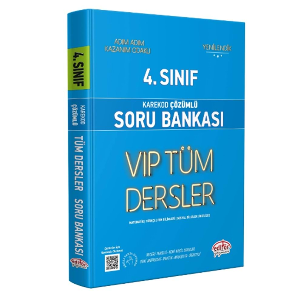 EDİTÖR 4.SINIF TÜM DERSLER KAREKOD ÇÖZÜMLÜ SORU BANKASI