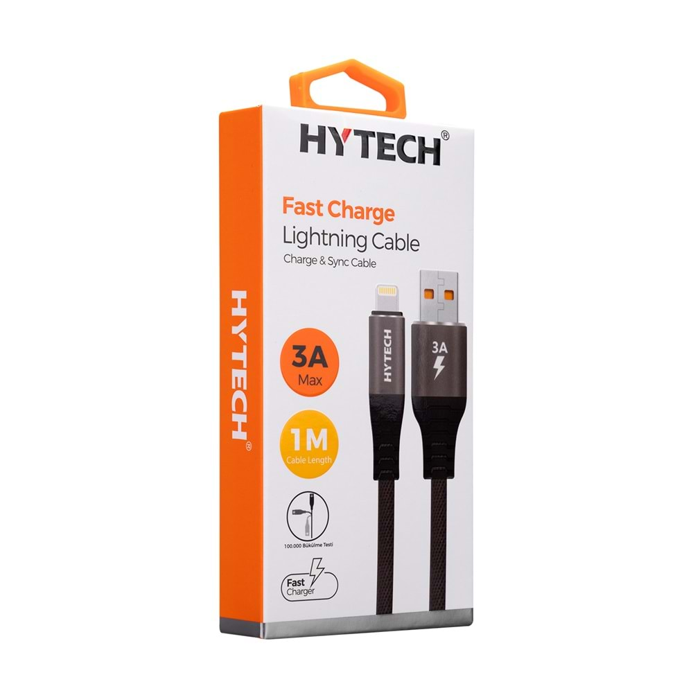 HYTECH HY-X310 3A İPHONE LİGHTNİNG 1M GRİ ŞARJ KABLOSU