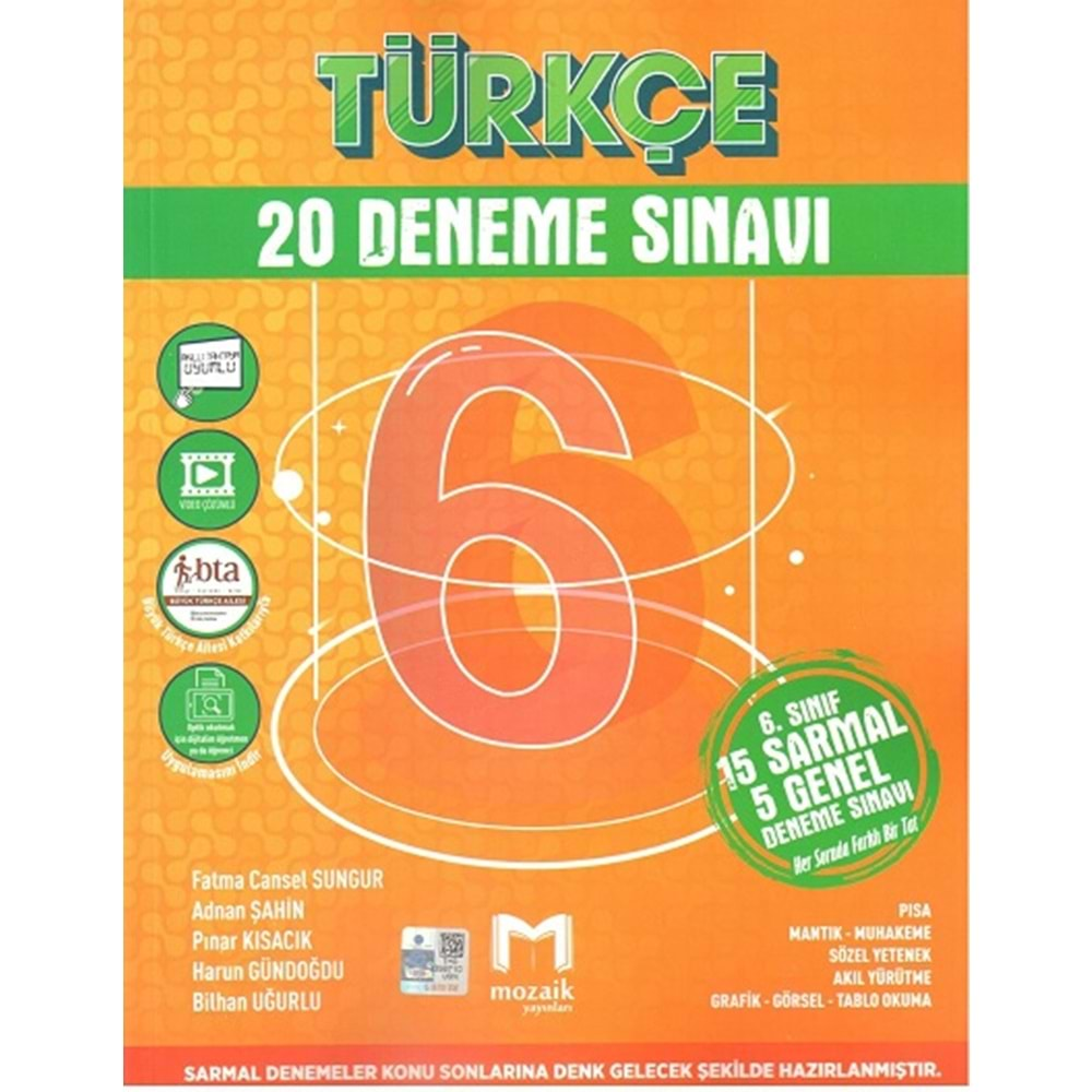 MOZAİK 6.SINIF TÜRKÇE 20 DENEME SINAVI-2023