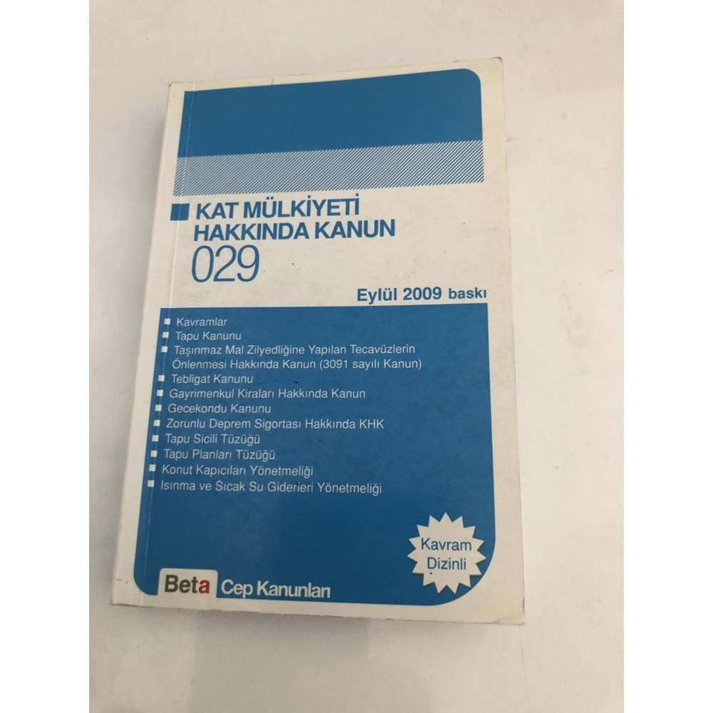 KAT MÜLKİYETİ KANUN 029 BETA CEP KANUNLARI-EYLÜL 2009