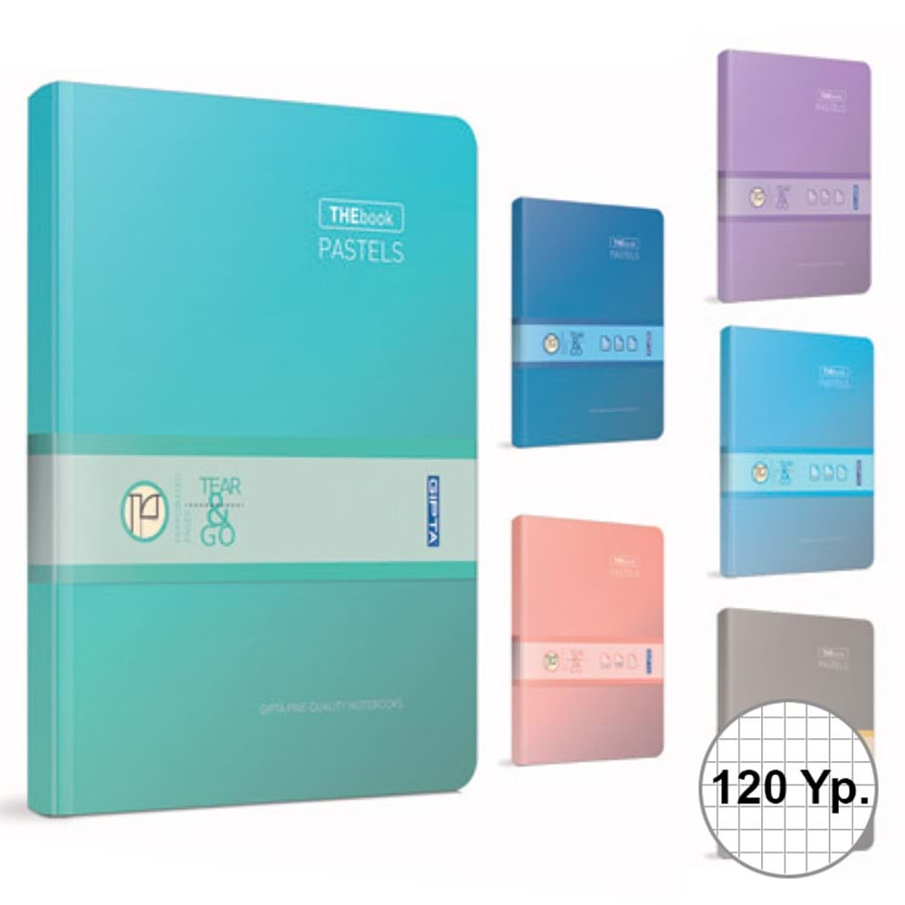 GIPTA 3310 THEBOOK PASTELS SERT KAPAK DİKİŞLİ 120 YAPRAK KARELİ DEFTER 17*24