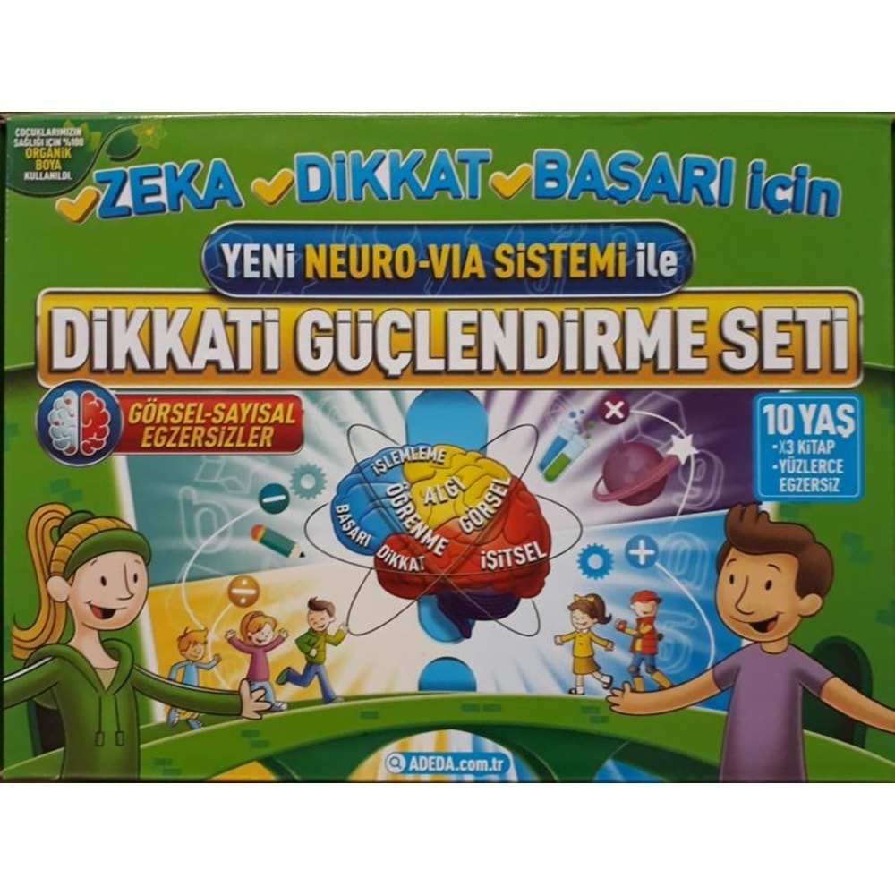 ADEDA YENİ NEURO VİA SİSTEMİ İLE DİKKATİ GÜÇLENDİRME SETİ 10 YAŞ 3 KİTAP KUTULU