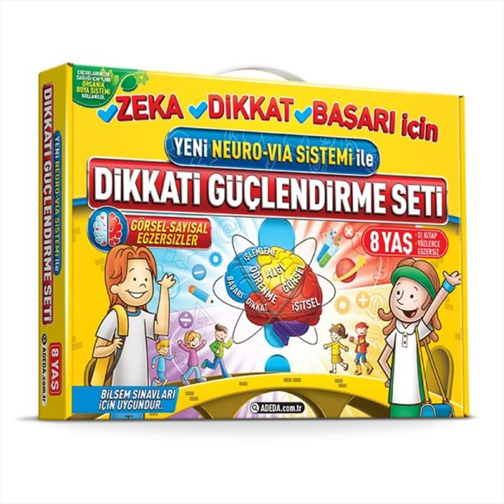 ADEDA YENİ NEURO VİA SİSTEMİ İLE DİKKATİ GÜÇLENDİRME SETİ 8 YAŞ 3 KİTAP KUTULU