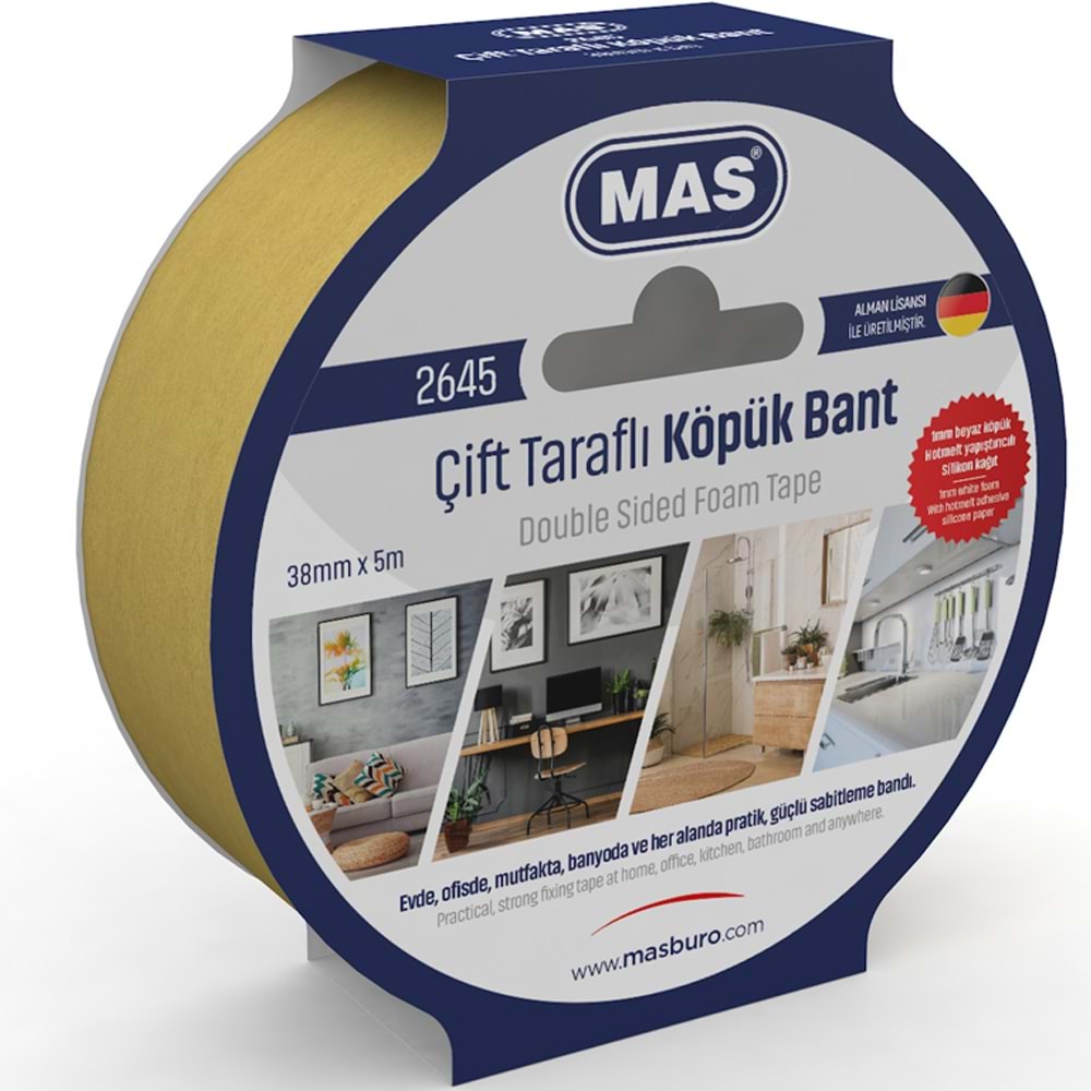 MAS ÇİFT TARAFLI KÖPÜK BANT 38MM*5M-2645