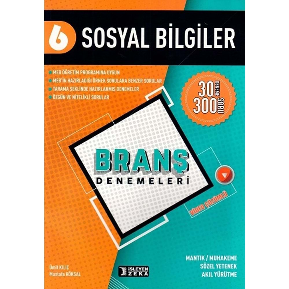 İŞLEYEN ZEKA 6.SINIF SOSYAL BİLGİLER BRANŞ DENEMELERİ