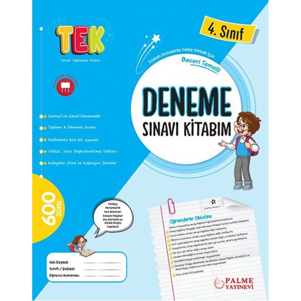 PALME 4.SINIF TEK DENEME SINAVI KİTABIM