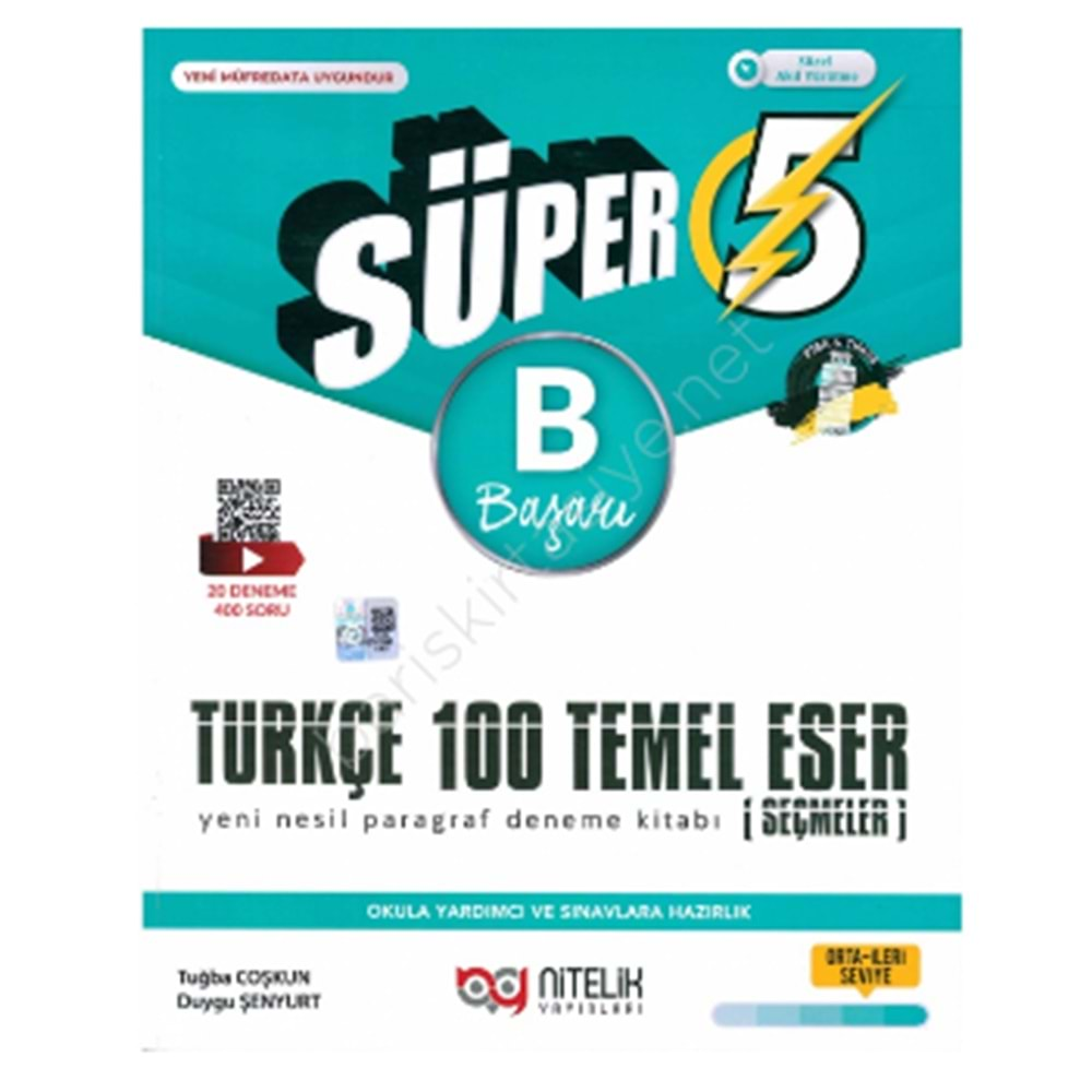 NİTELİK 5.SINIF TÜRKÇE 100 TEMEL ESER SÜPER (B) YENİ NESİL DENEME KİTABI