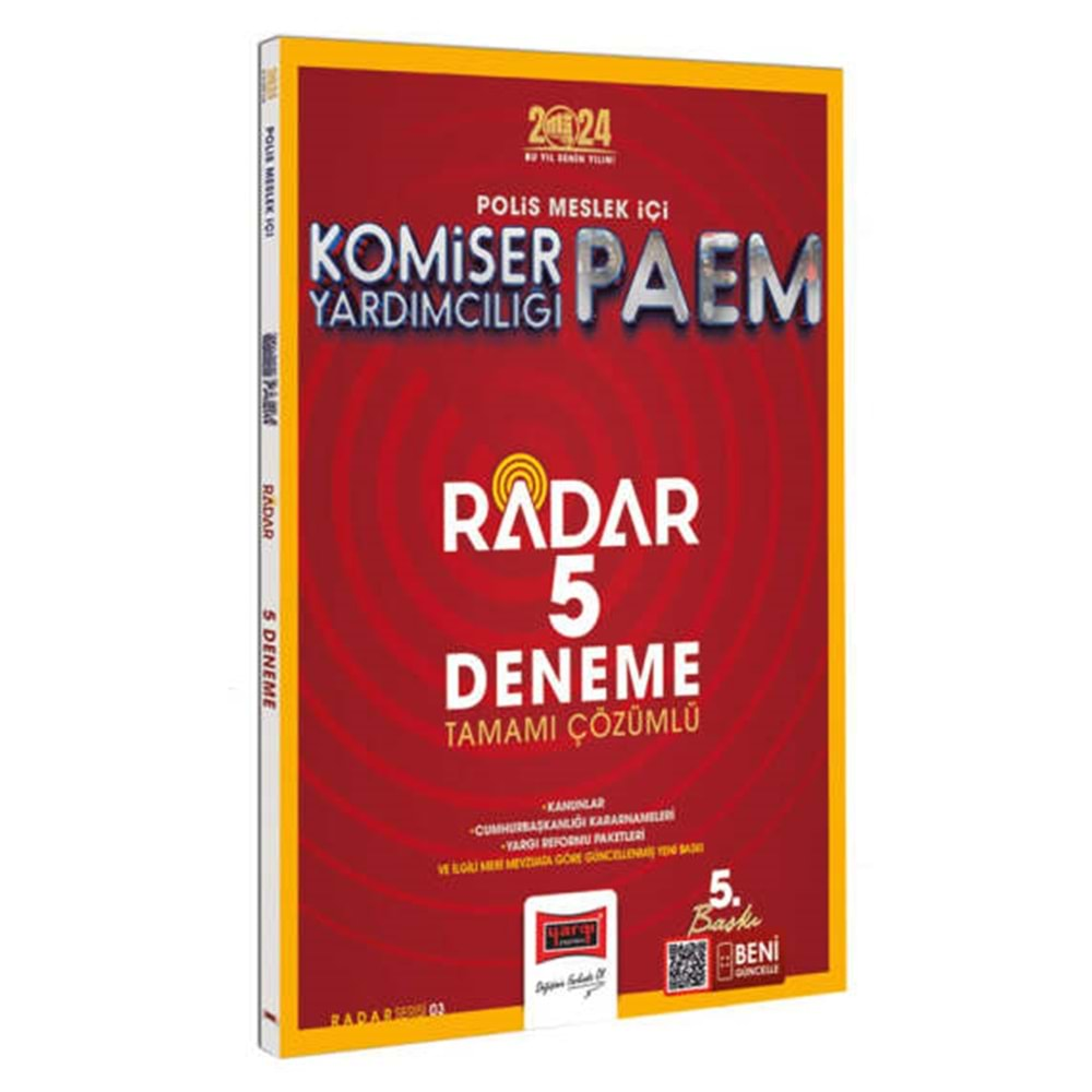 YARGI POLİS MESLEK İÇİ PAEM KOMİSER YARDIMCILIĞI RADAR 5 DENEME-2024