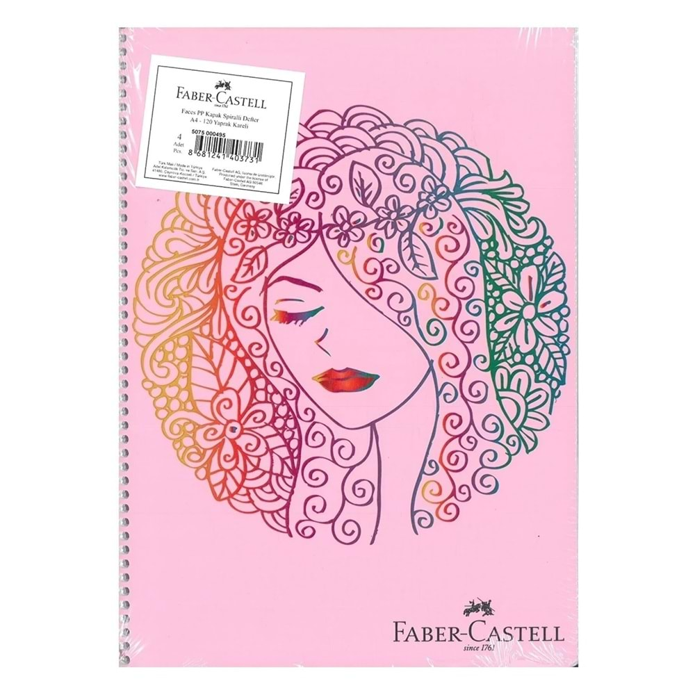 FABER CASTELL FACES PP KAPAK SPİRALLİ A4 120 KARELİ DEFTER