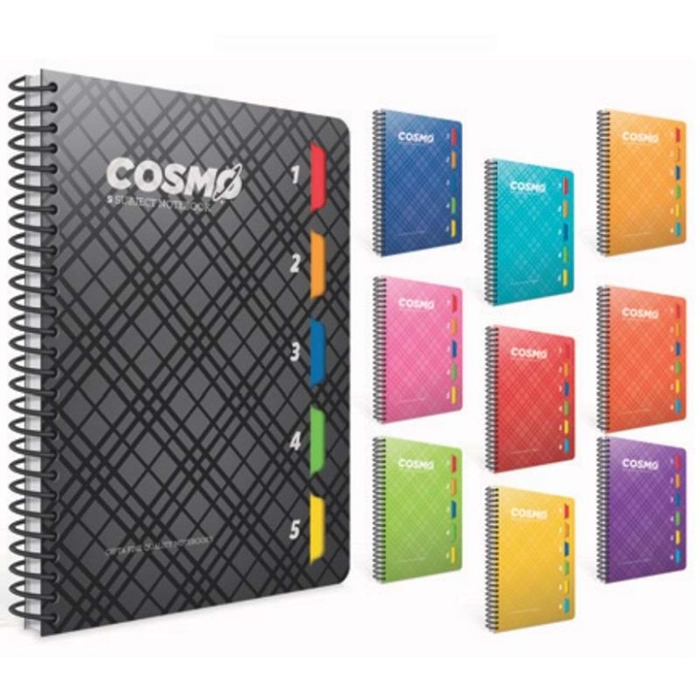 GIPTA COSMO SPİRALLİ 5 SEPERATÖRLÜ PP KAPAK DEFTER A4 150 YAPRAK KARELİ-3985