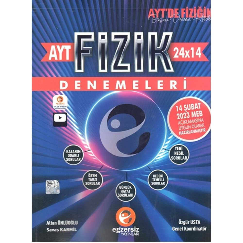 EGZERSİZ AYT 24*14 FİZİK DENEMELERİ ÖZEL BASKI-2023