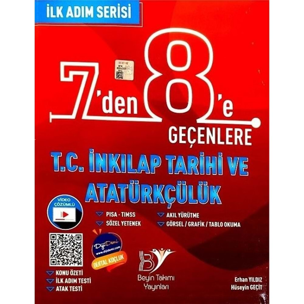 BEYİN TAKIMI 7 DEN 8 E GEÇENLERE TC İNKILAP TARİHİ VE ATATÜRKÇÜLÜK SORU BANKASI-2021