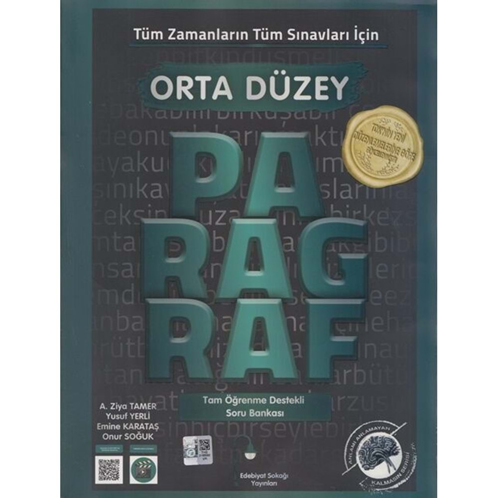 EDEBİYAT SOKAĞI TÜM ZAMANLARIN TÜM SINAVLARI İÇİN ORTA DÜZEY PARAGRAF SORU BANKASI-2025