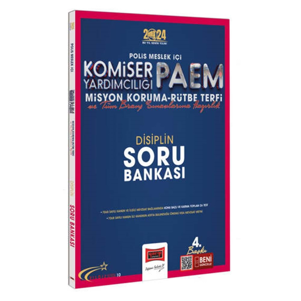 YARGI POLİS MESLEK İÇİ PAEM KOMİSER YARDIMCILIĞI MİSYON KORUMA RÜTBE TERFİ VE TÜM BRANŞ SINAVLARINA HAZIRLIK YILDIZ SERİSİ DİSİPLİN SORU BANKASI-2024