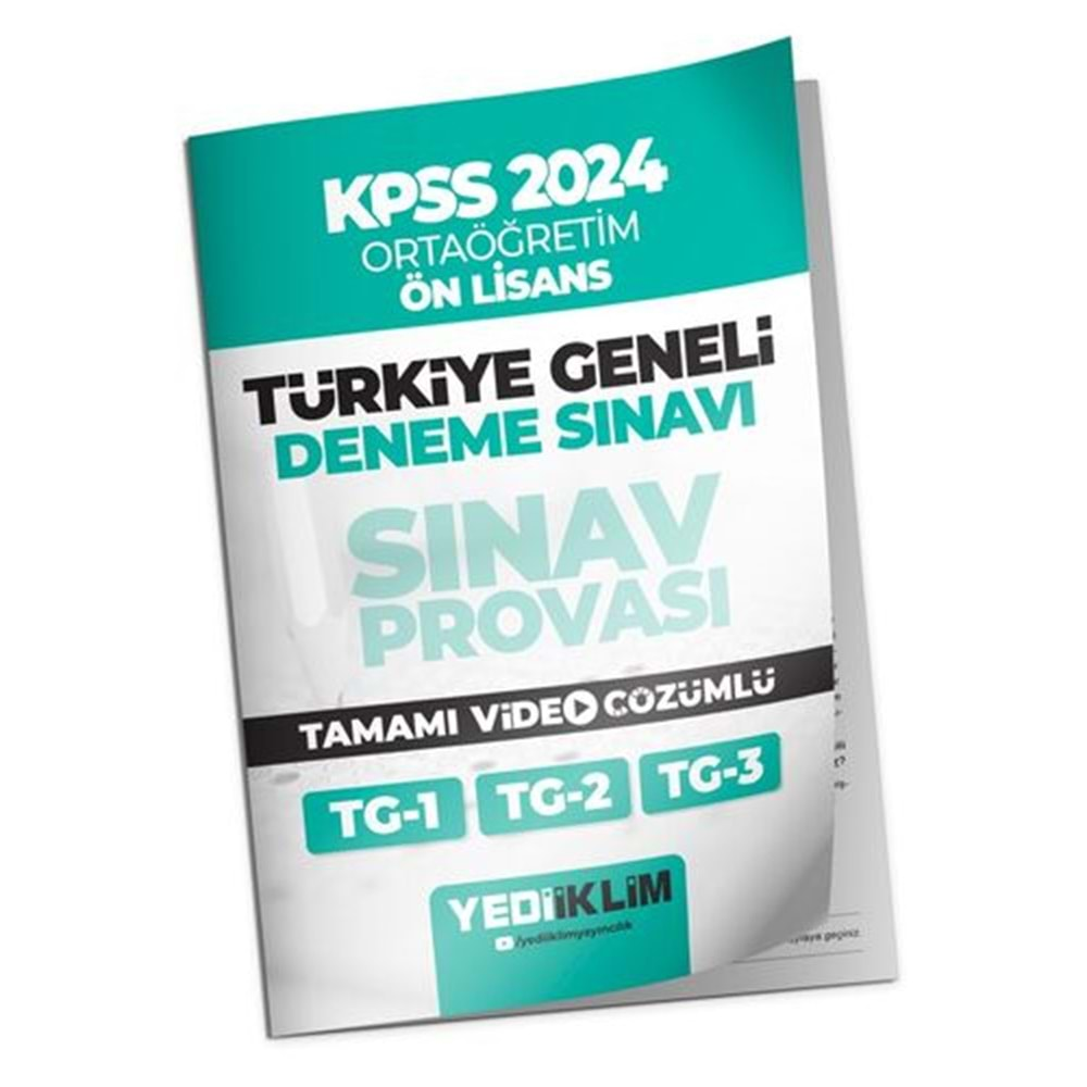 YEDİİKLİM KPSS 2024 TÜRKİYE GENELİ ORTAÖĞRETİM ÖN LİSANS (1-2-3) TAMAMI VİDEO ÇÖZÜMLÜ DENEME SINAVI