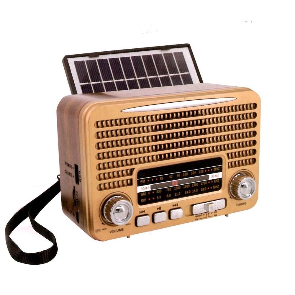 EVERTON RT-642 (SOLAR GÜNEŞ PANELLİ) USB/TF/AM/FM/SW/BLUETOOTH BLUE CONNECT/TWS/USB ŞARJ NOSTALJİK RADYO