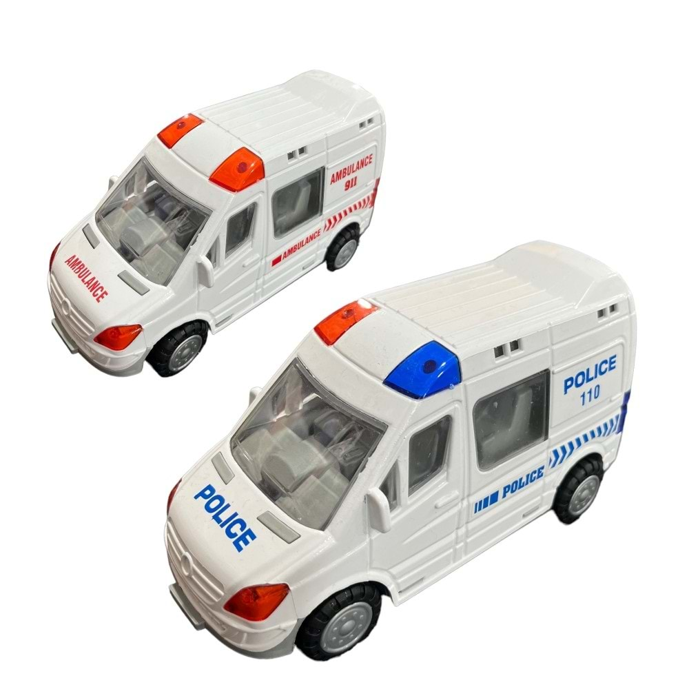 FİL OYUNCAK SÜRTMELİ AMBULANS VE POLİS ARAÇLARI-NZM-128