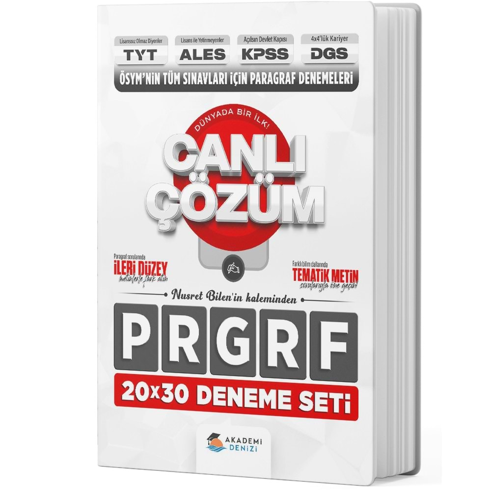 AKADEMİ DENİZİ TYT AYT ALES KPSS DGS PARAGRAF 20*30 DENEME-2024