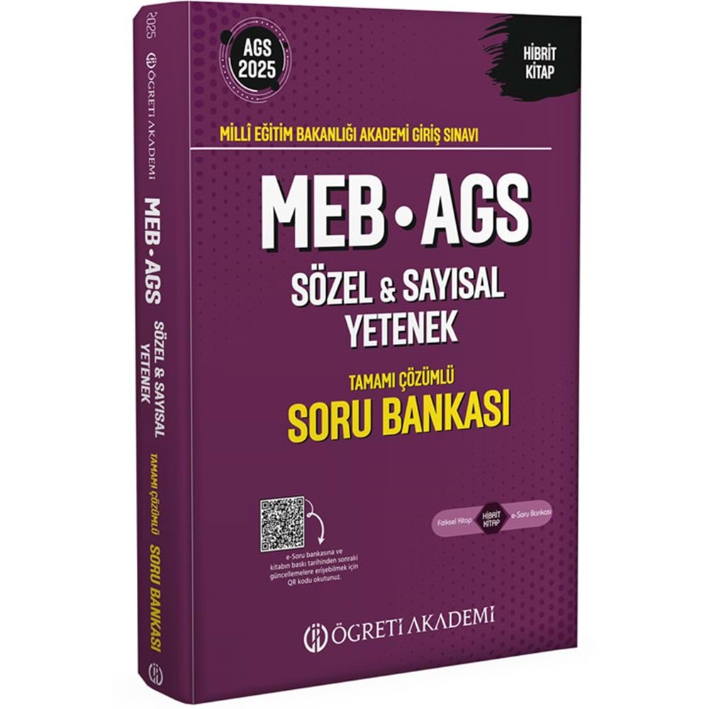 PEGEM ÖĞRETİ AKADEMİ MEB-AGS 2025 SÖZEL & SAYISAL YETENEK TAMAMI ÇÖZÜMLÜ SORU BANKASI