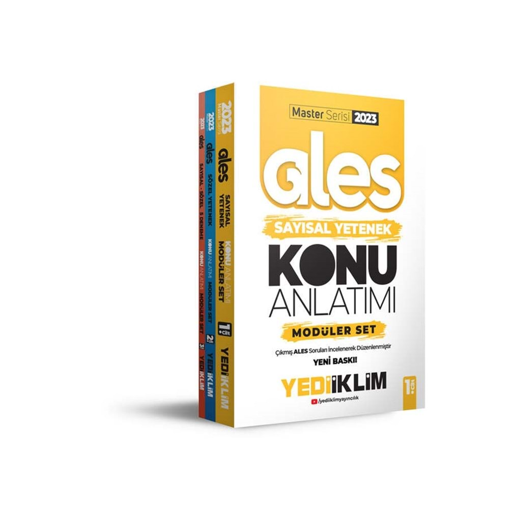 YEDİİKLİM ALES 2023 SAYISAL YETENEK MASTER SERİSİ KONU ANLATIMLI MODÜLER SET (3 CİLT)