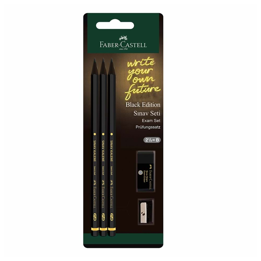 FABER CASTELL BLACK EDİTİON SINAV SETİ (3 KALEM+SİLGİ+KALEMTRAŞ)-5504000044