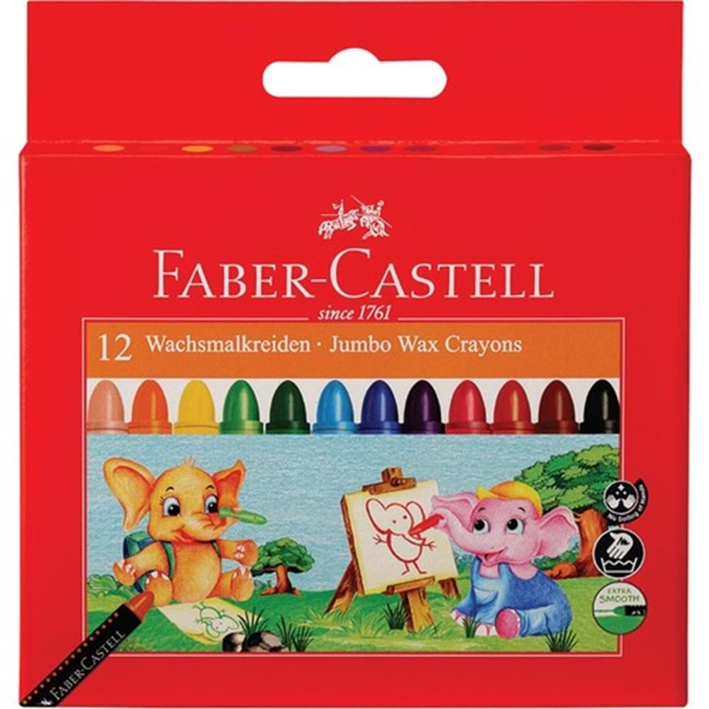 FABER CASTELL SÜPER YIKANABİLİR 12 RENK MUM BOYA