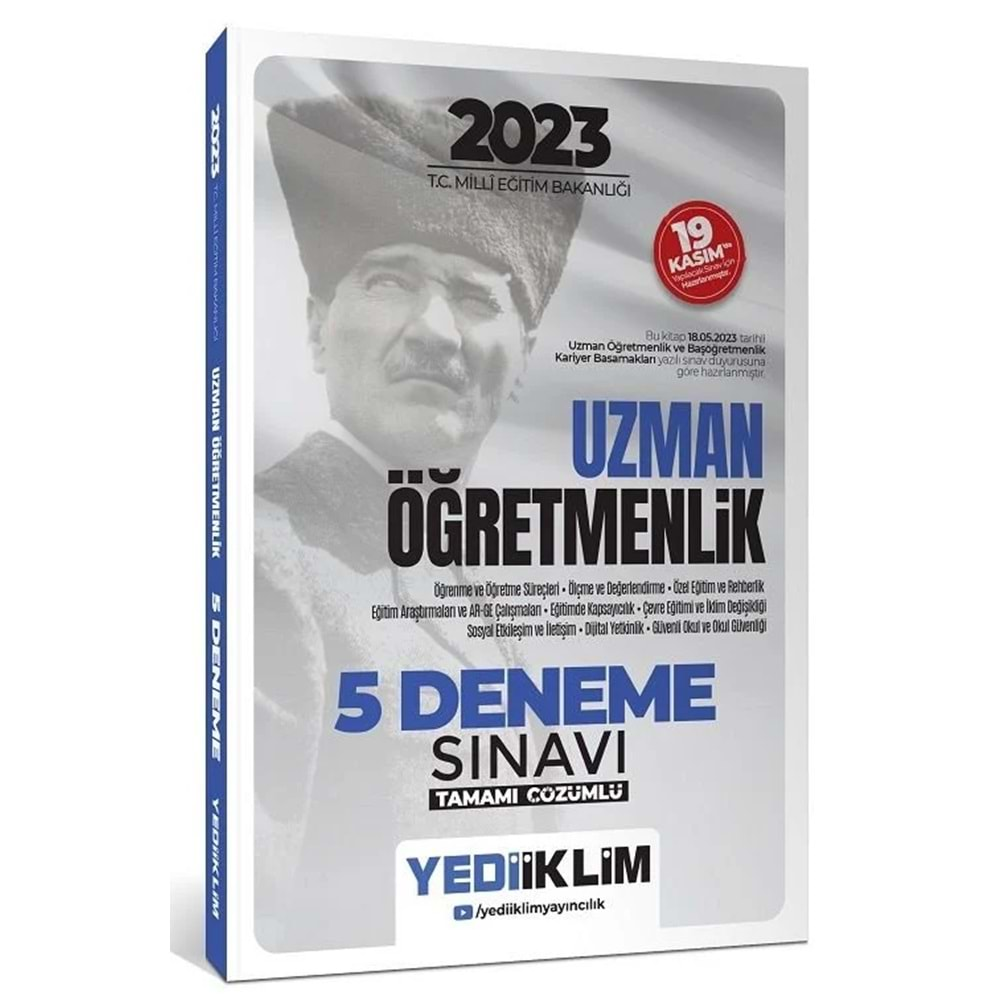 YEDİİKLİM 2023 T.C.MİLLİ EĞİTİM BAKANLIĞI UZMAN ÖĞRETMENLİK TAMAMI ÇÖZÜMLÜ 5 DENEME SINAVI