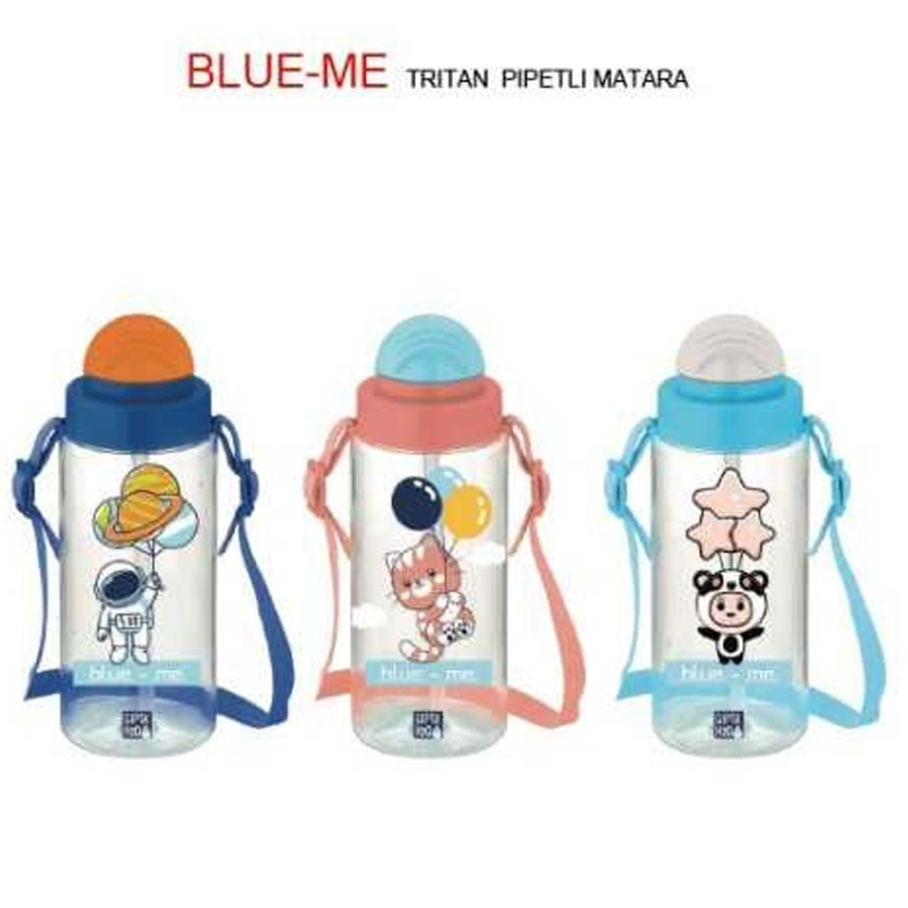 GIPTA BLUE-ME 500 ML DESENLİ PİPETLİ TRİTAN MATARA