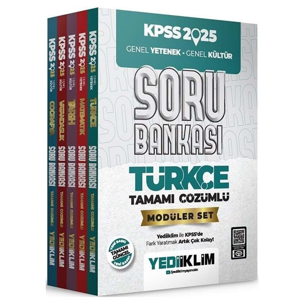 YEDİİKLİM KPSS 2025 GENEL YETENEK GENEL KÜLTÜR TAMAMI ÇÖZÜMLÜ SORU BANKASI MODÜLER SET