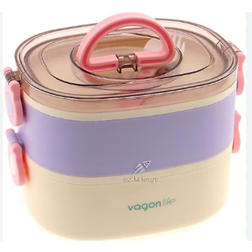 VAGON LİFE KARMA RENK ÇELİK BESLENME KUTUSU LUNCH BOX LİLA-BL50251-2