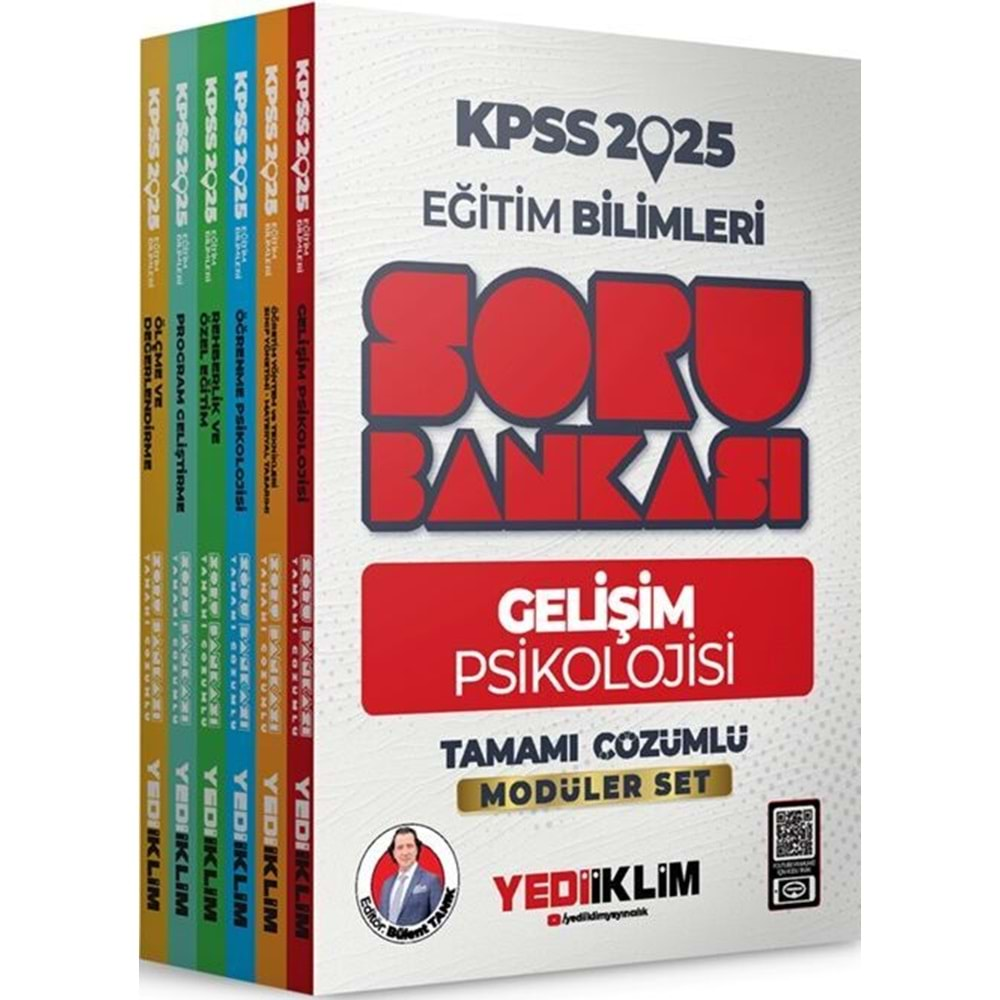 YEDİİKLİM KPSS 2025 EĞİTİM BİLİMLERİ TAMAMI ÇÖZÜMLÜ SORU BANKASI MODÜLER SET