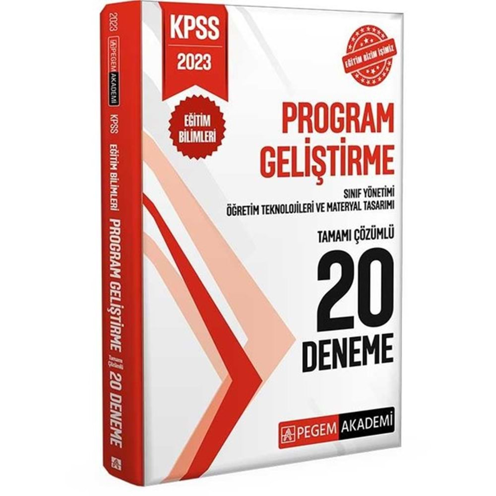 PEGEM KPSS 2023 EĞİTİM BİLİMLERİ PROGRAM GELİŞTİRME TAMAMI ÇÖZÜMLÜ 20 DENEME