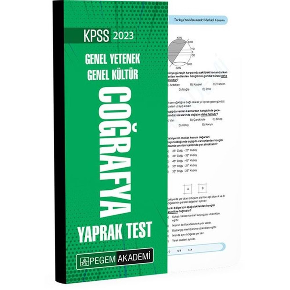 PEGEM KPSS GENEL YETENEK GENEL KÜLTÜR COĞRAFYA YAPRAK TEST-2023