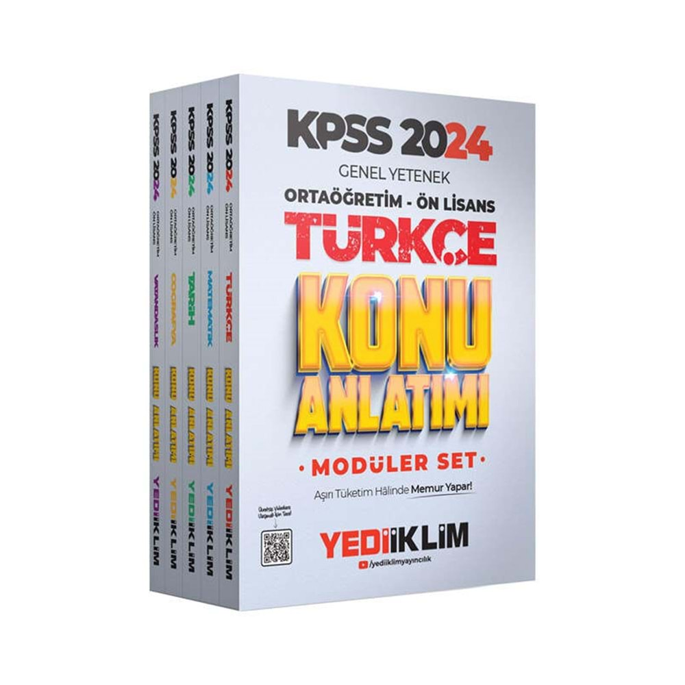 YEDİİKLİM KPSS 2024 ORTAÖĞRETİM-ÖN LİSANS GENEL YETENEK-GENEL KÜLTÜR KONU ANLATIMLI MODÜLER SET