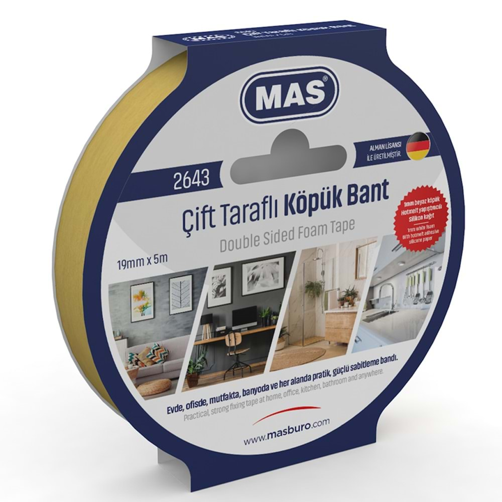 MAS ÇİFT TARAFLI KÖPÜK BANT 19MM*5M-2643