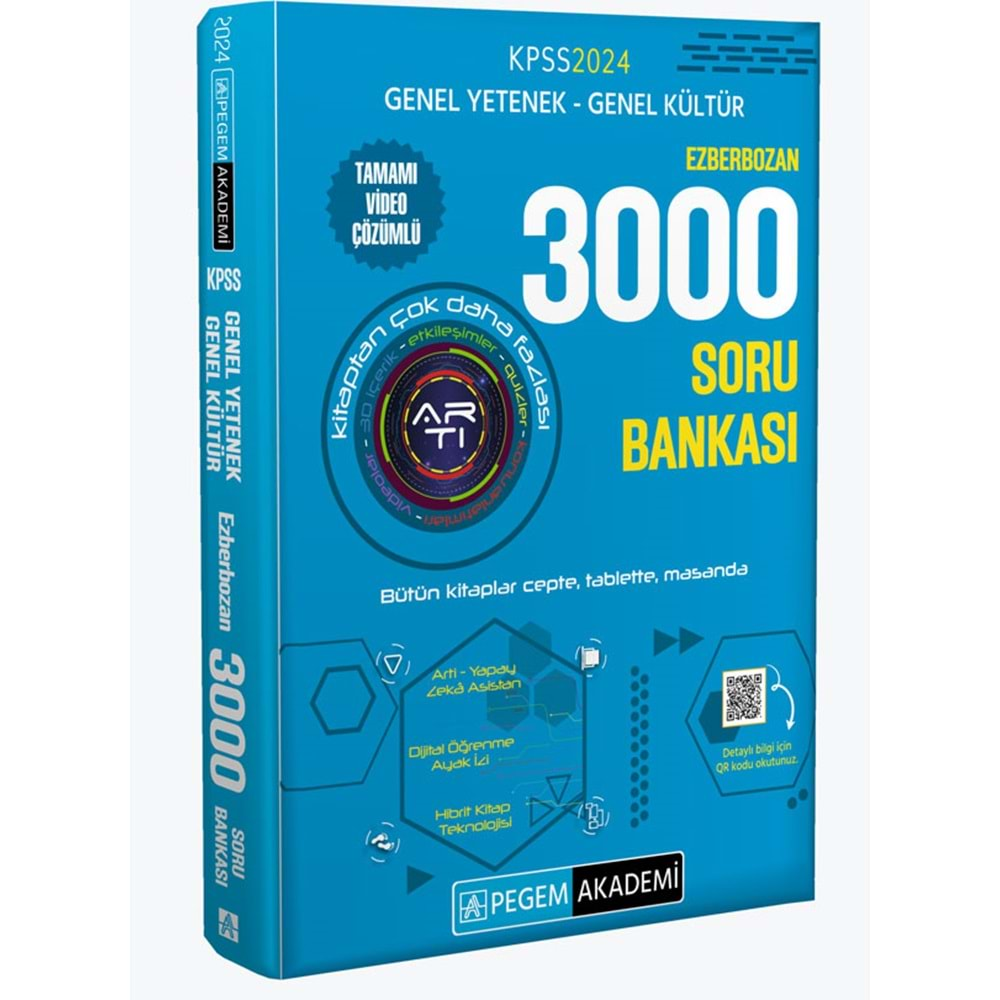 PEGEM KPSS 2024 GENEL YETENEK GENEL KÜLTÜR EZBER BOZAN 3000 SORU BANKASI