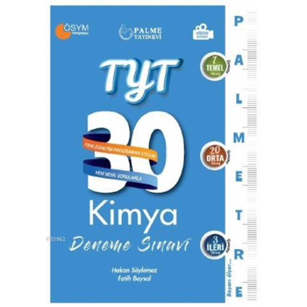 PALME TYT KİMYA 30 DENEME SINAVI(PALMETRE SERİSİ)