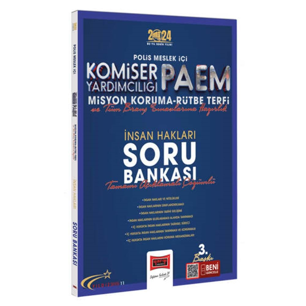 YARGI POLİS MESLEK İÇİ PAEM KOMİSER YARDIMCILIĞI MİSYON KORUMA RÜTBE TERFİ VE TÜM BRANŞ SINAVLARINA HAZIRLIK YILDIZ SERİSİ İNSAN HAKLARI SORU BANKASI-2024