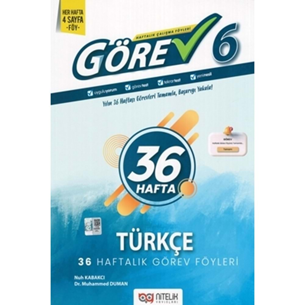 NİTELİK 6.SINIF GÖREV TÜRKÇE 36 HAFTALIK GÖREV FÖYLERİ