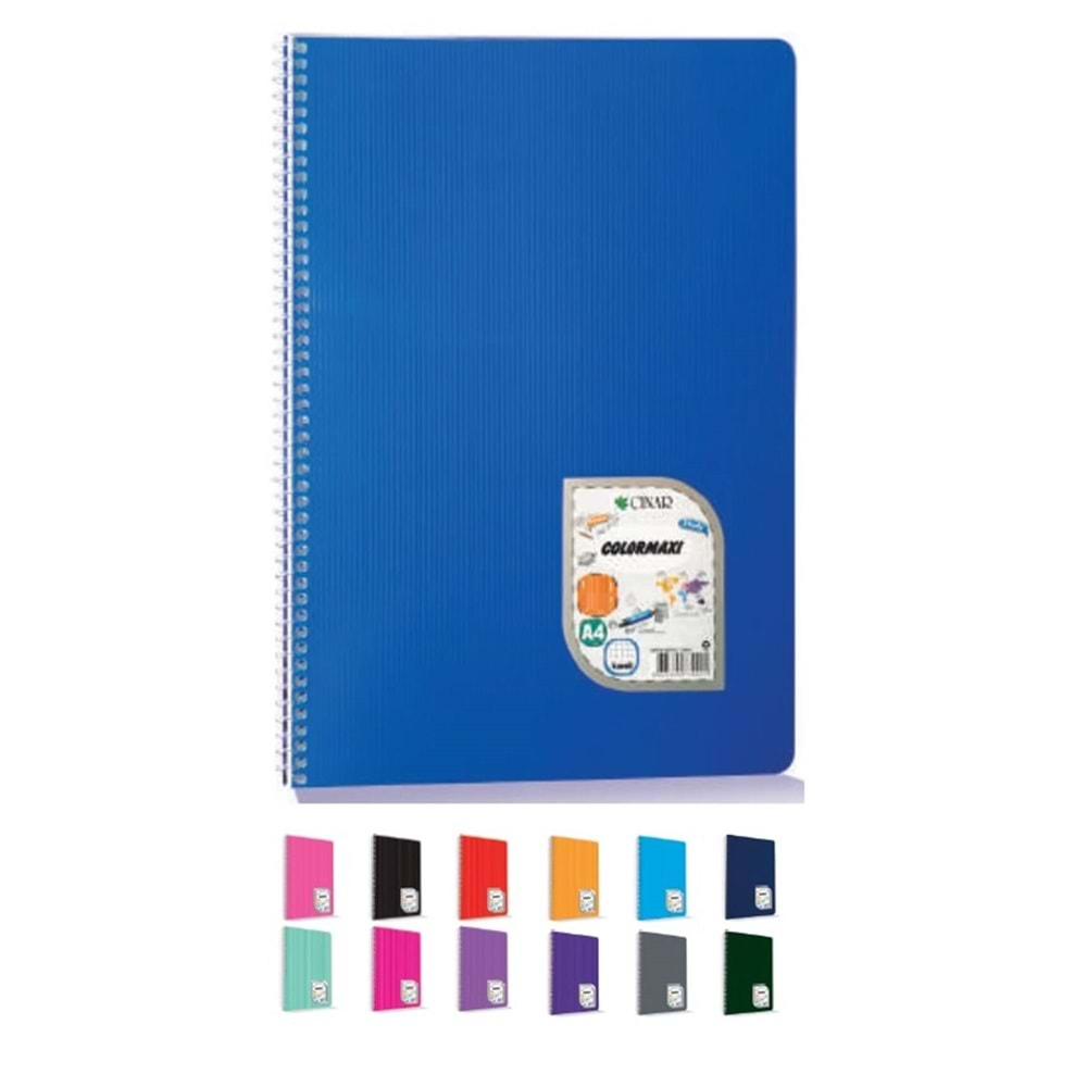 ÇINAR COLORMAXİ SPİRALLİ DEFTER PLASTİK KAPAK KARELİ 96 YP A4 96/4-73005