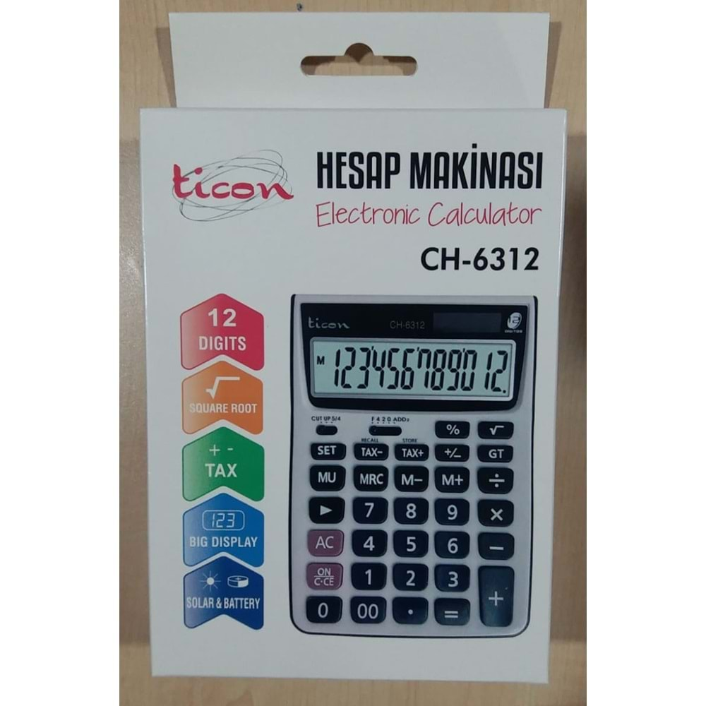 TİCON HESAP MAKİNESİ 12 HANELİ-CH-6312