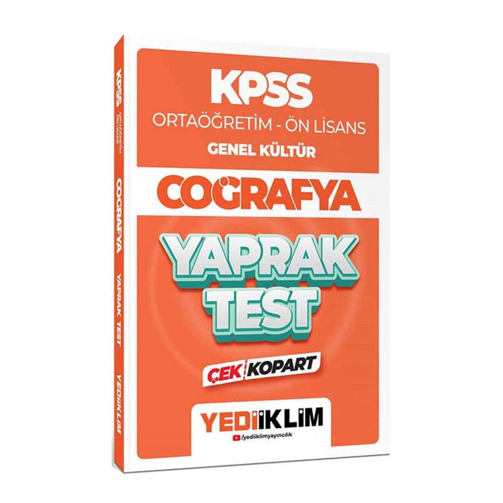 YEDİİKLİM KPSS 2024 ORTAÖĞRETİM ÖNLİSANS GENEL KÜLTÜR COĞRAFYA ÇEK KOPART YAPRAK TEST