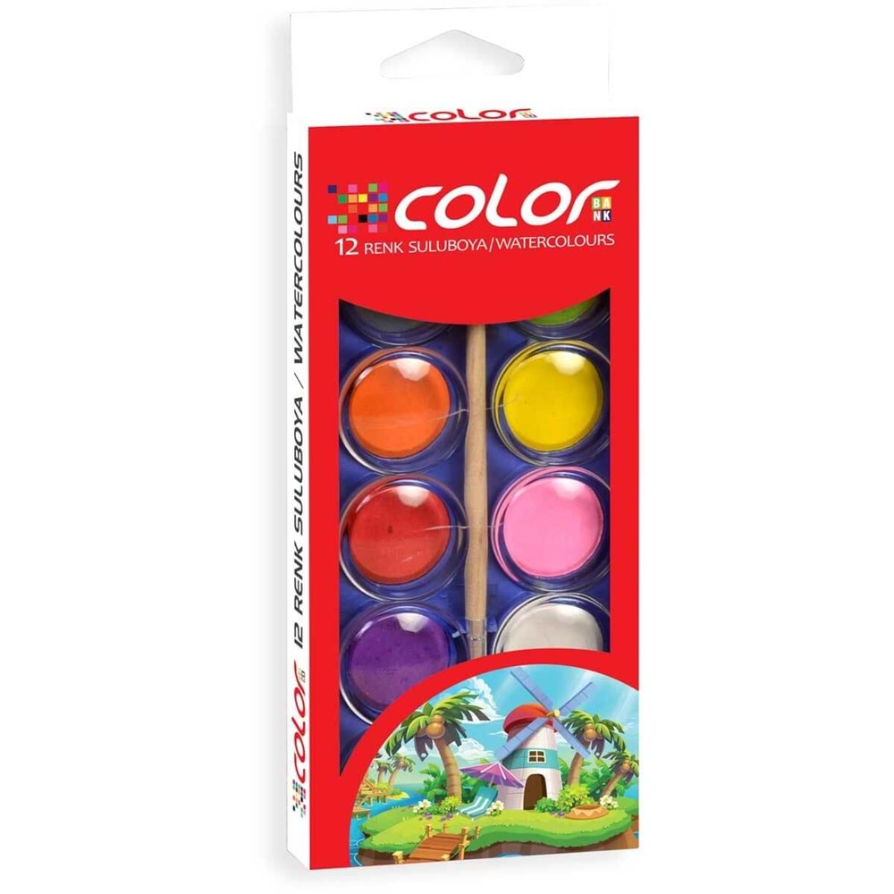 COLORBANK SULU BOYA 12 RENK BÜYÜK-346338