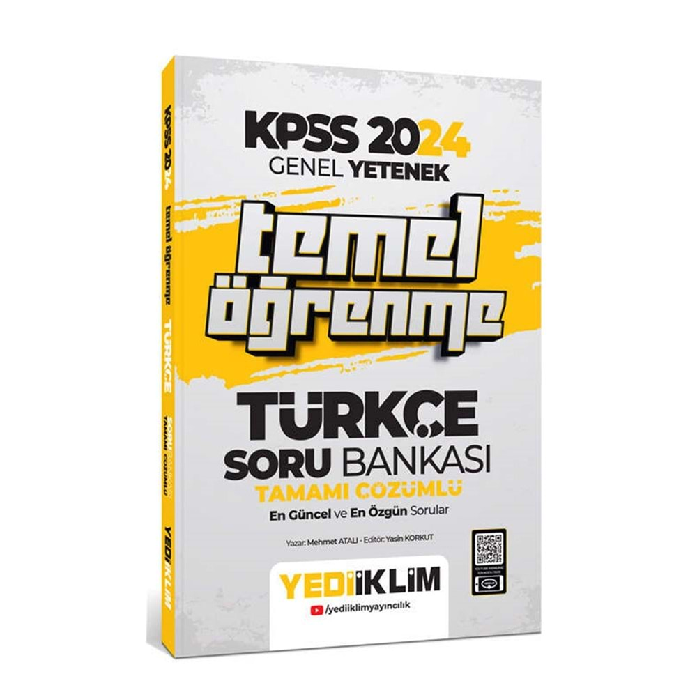 YEDİİKLİM KPSS 2024 GENEL YETENEK TÜRKÇE TEMEL ÖĞRENME TAMAMI ÇÖZÜMLÜ SORU BANKASI